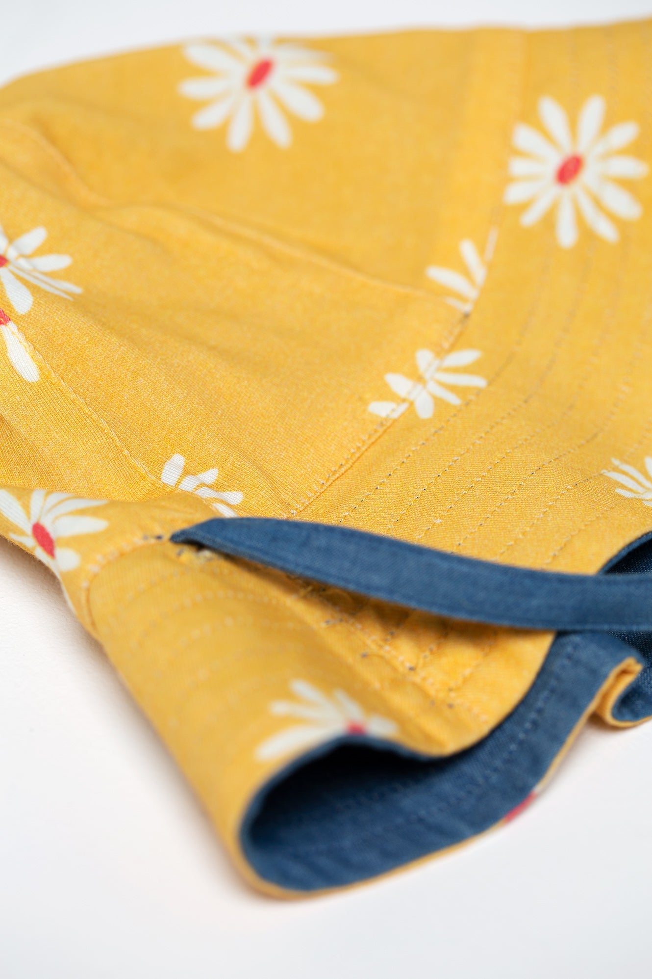 Frugi Helen Reversible Hat in Chambray/Bumblebee Daisies-Kids-Ohh! By Gum - Shop Sustainable