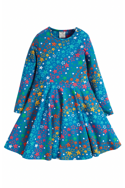 Frugi Sofia Skater Dress in Rainbow Stars-Kids-Ohh! By Gum - Shop Sustainable