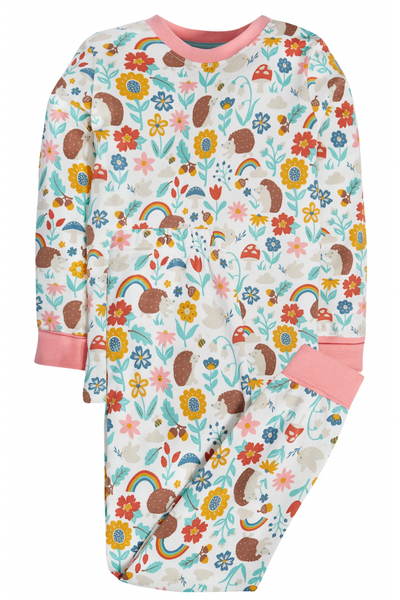 Frugi Sundown Pyjamas in White Woodland Hedgehog-Kids-Ohh! By Gum - Shop Sustainable