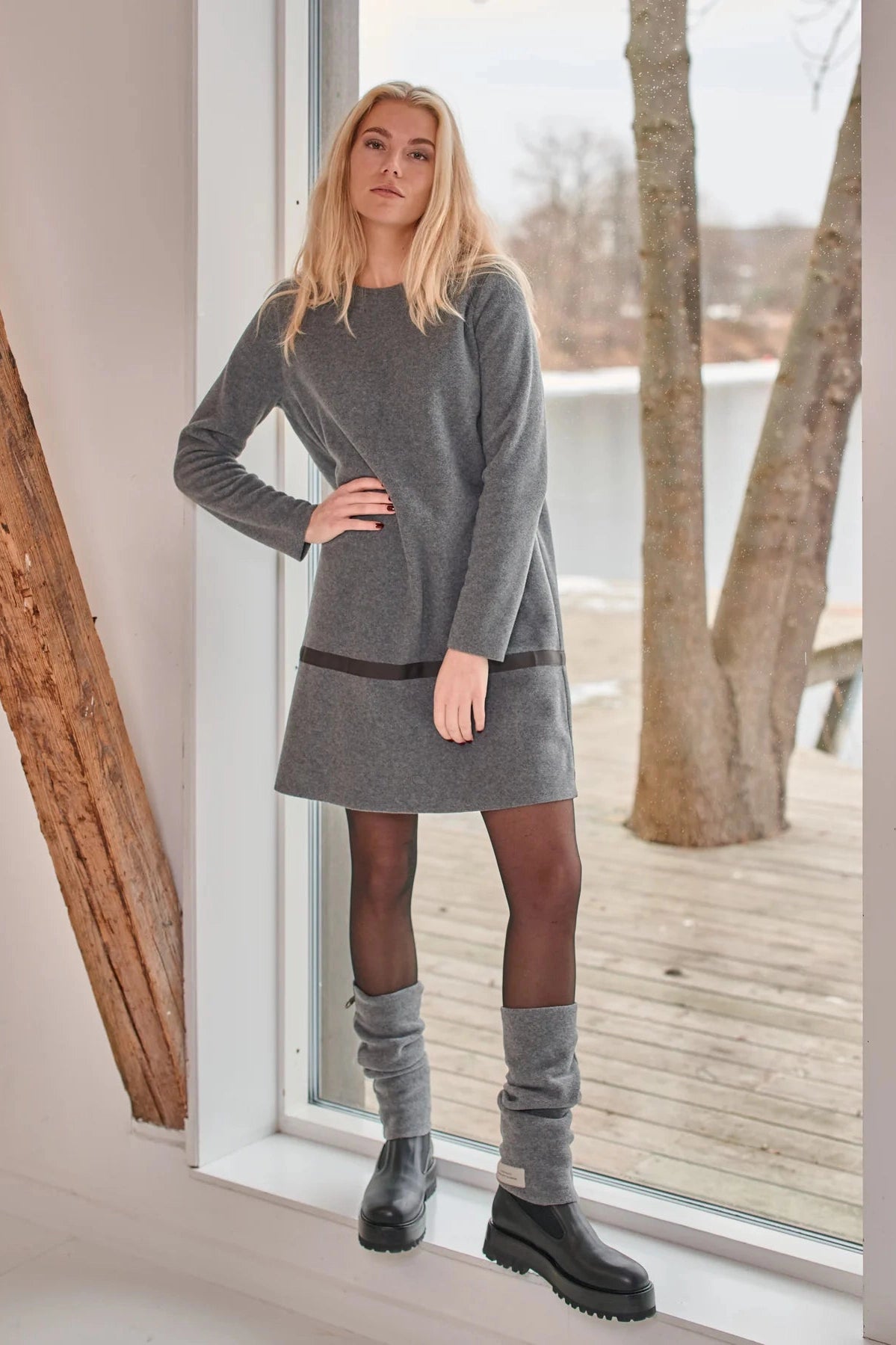 Henriette Steffensen Fleece Dress in Grey-Women-Ohh! By Gum - Shop Sustainable