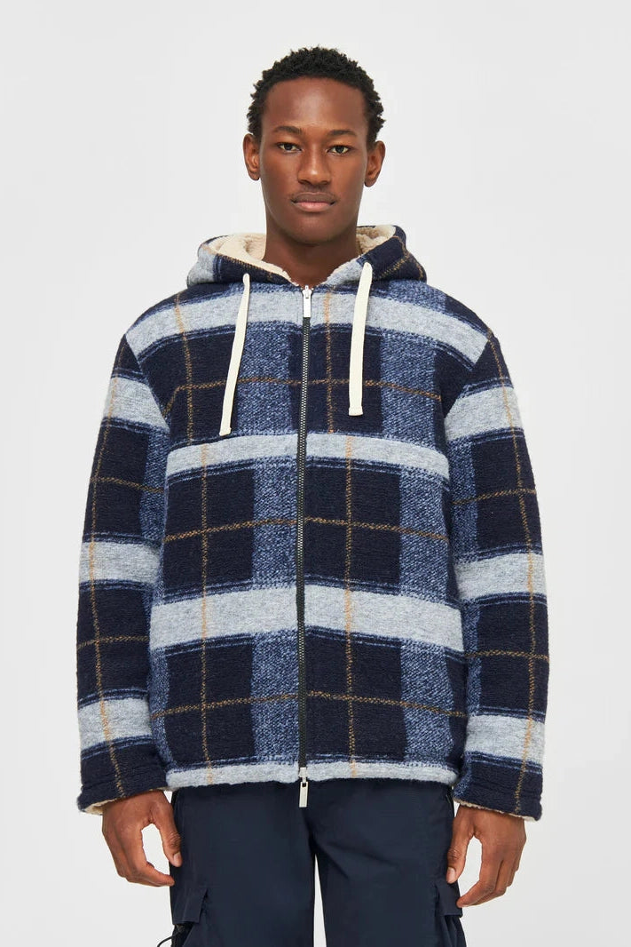 Knowledge Cotton Teddy Reversible Zip Hood Jacket GRS/Vegan