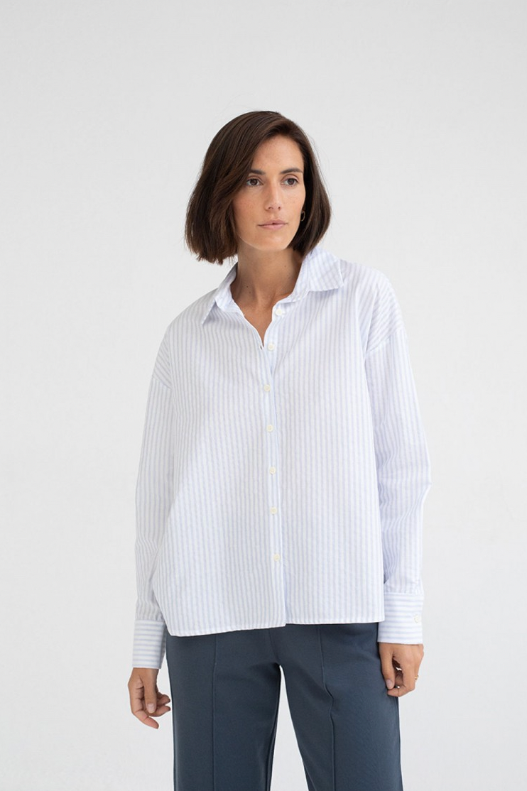 Mus & Bombon Challi Blue/White Stripe Shirt-Womens-Ohh! By Gum - Shop Sustainable