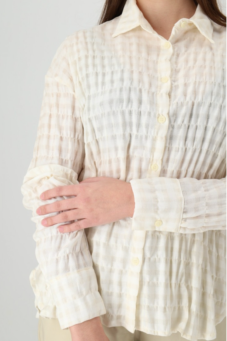 Mus & Bombon Oversized Long Sleeve Shirt - White Checked-Womens-Ohh! By Gum - Shop Sustainable