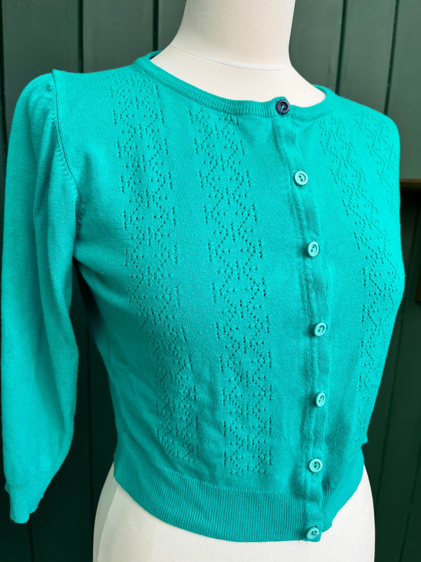 Re-Wear Emily & Fin Cropped Turquoise Cardigan-Re-Wear-Ohh! By Gum - Shop Sustainable