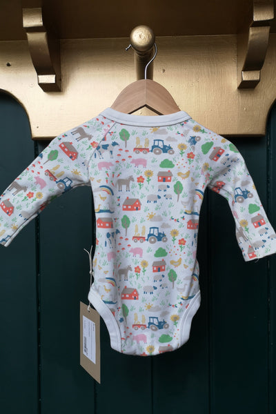 Re-Wear Frugi Kimono Wrap Style Body Vest Farm Print in size 3 - 6 mth-Re-Wear-Ohh! By Gum - Shop Sustainable