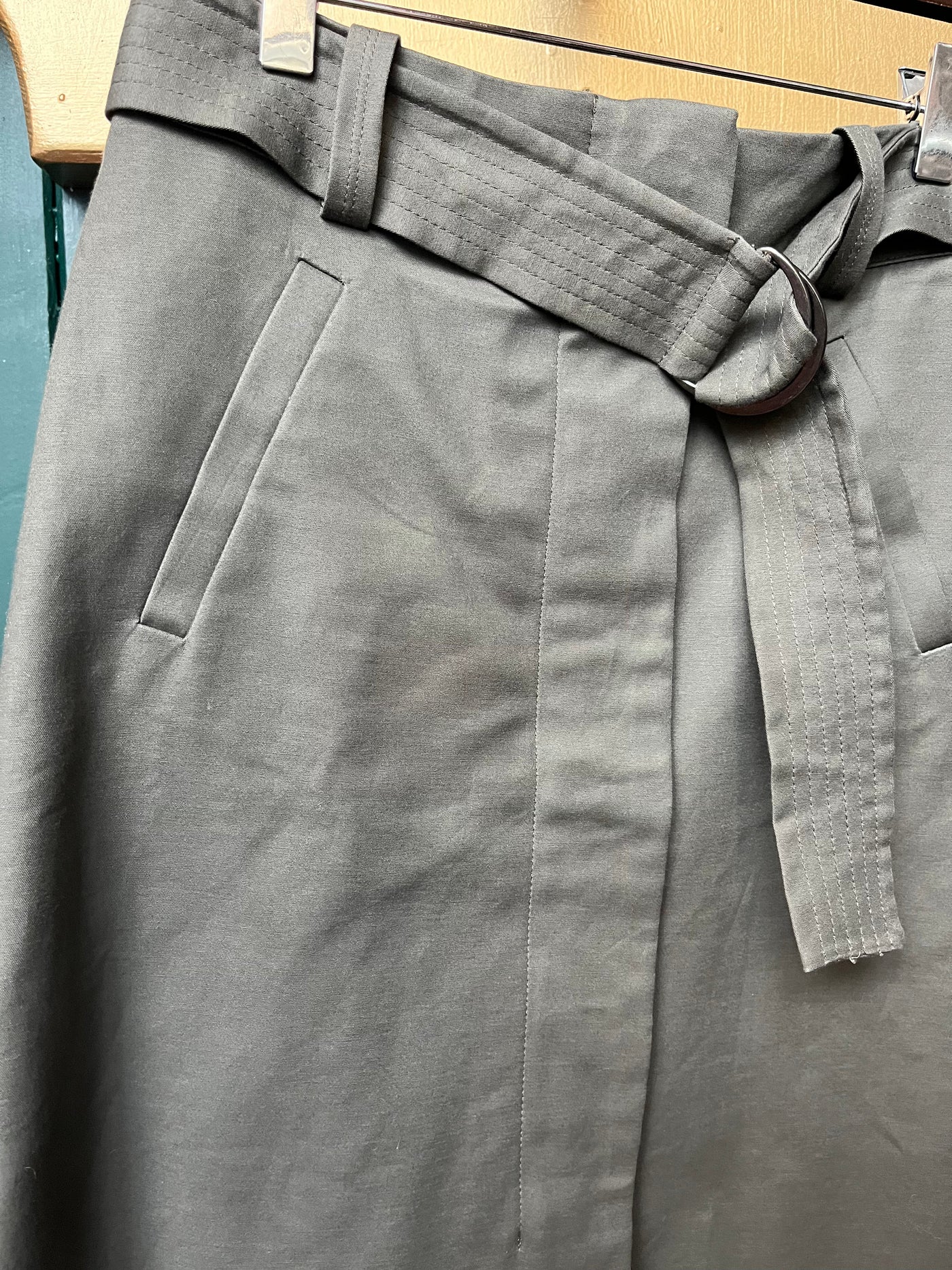 Re-Wear Warehouse Khaki Grey Belted Skirt-Re-Wear-Ohh! By Gum - Shop Sustainable