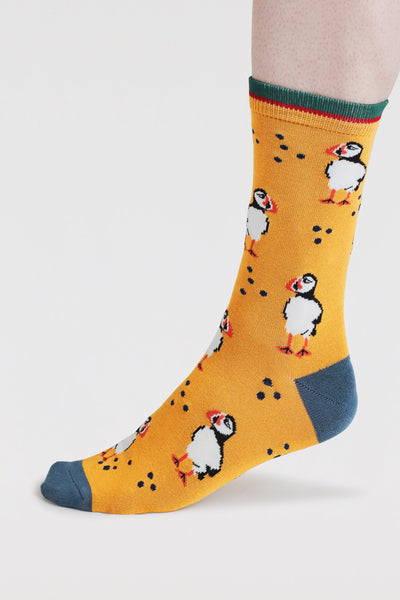 Thought Brewer Bird Bamboo Socks - Cumin Yellow-Mens-Ohh! By Gum - Shop Sustainable