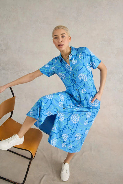 White Stuff Rua Jersey Shirt Dress - Blue Multi-Womens-Ohh! By Gum - Shop Sustainable