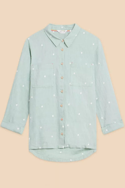 White Stuff Sophie Organic Cotton Shirt in Mid Green-Womens-Ohh! By Gum - Shop Sustainable