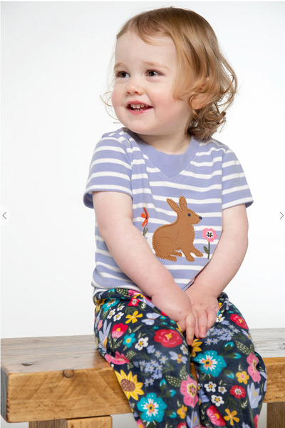 Frugi Easy On Tee in Lavender Breton/Flowers-Kids-Ohh! By Gum - Shop Sustainable