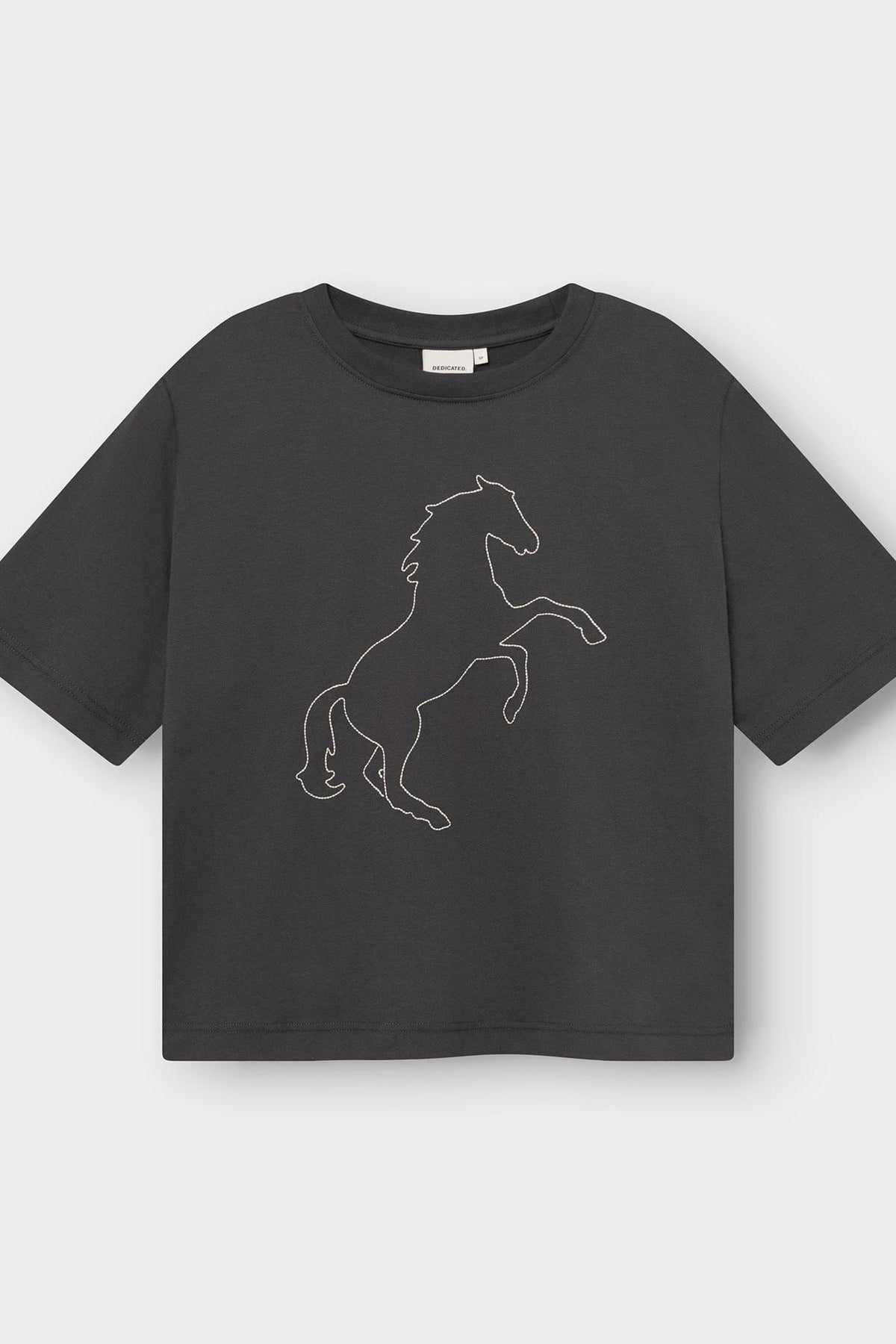 Dedicated T-shirt Vadstena Wild Horse Stitch EMB Charcoal Multi Colour