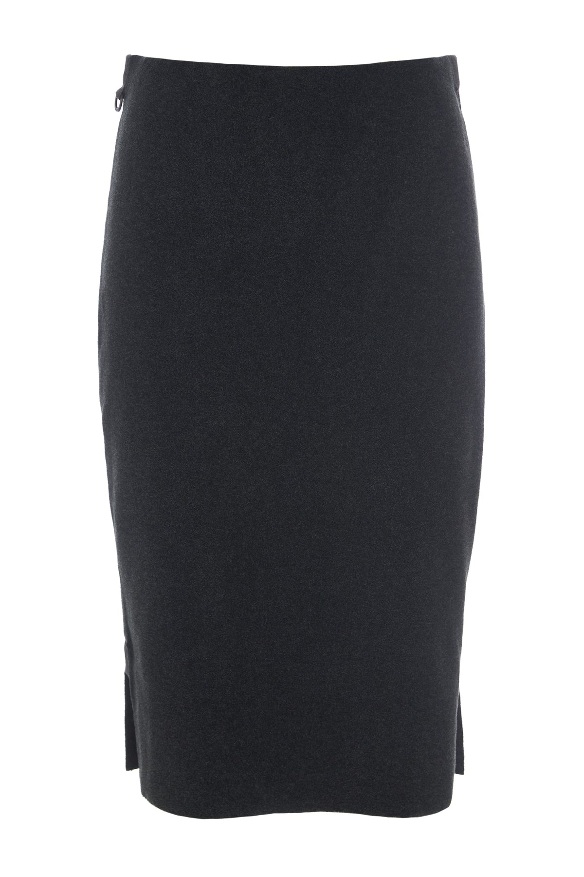 A black fleece knee length skirt