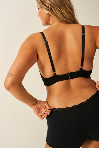 Stripe & Stare Plunge Lace Bra in Black