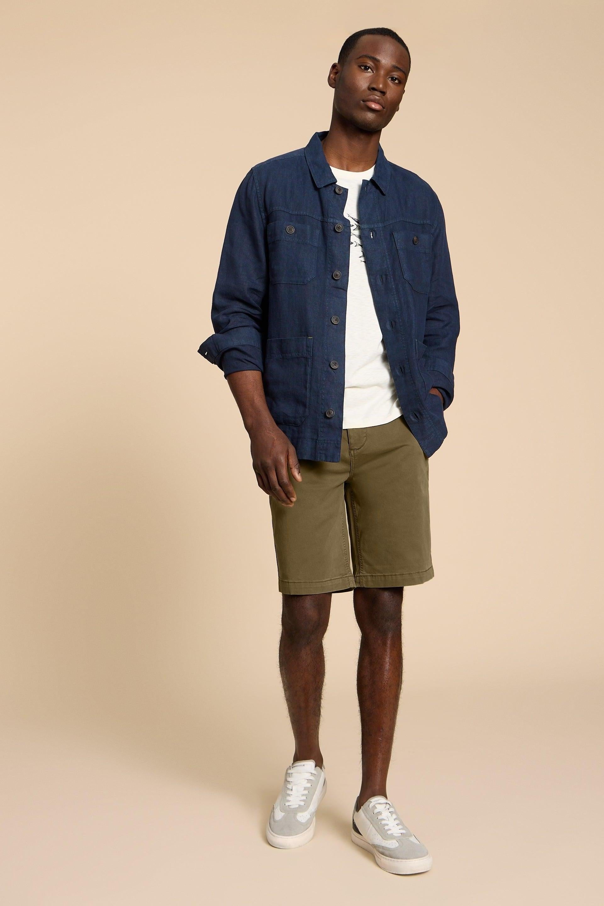 White Stuff Sutton Organic Chino Short in Dark Green