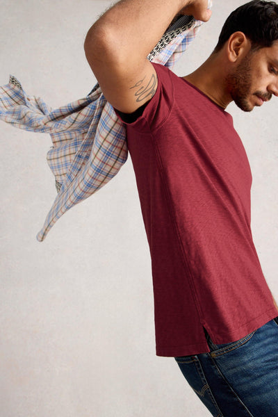 White Stuff Abersoch Short Sleeve Tee in Dark Red