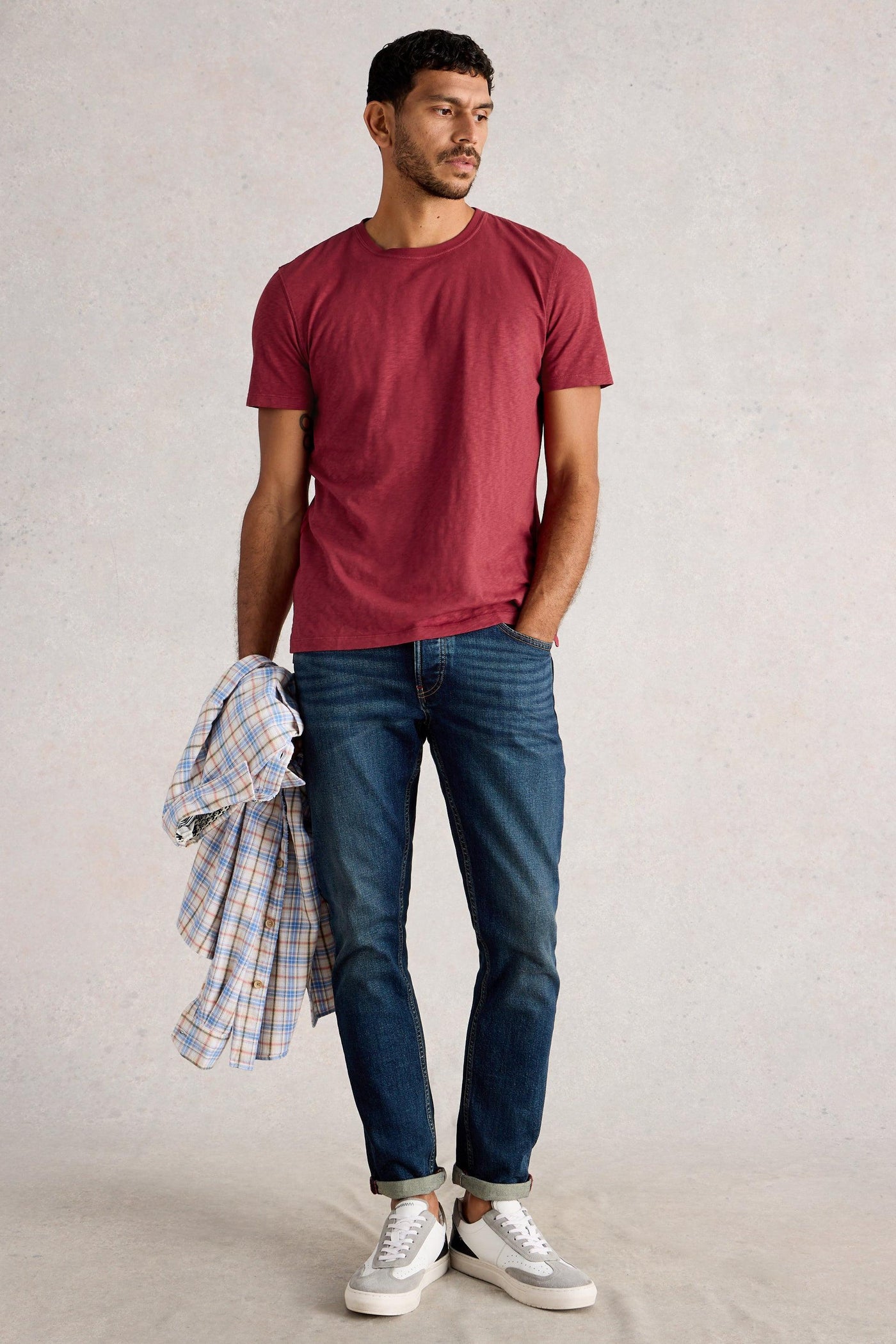 White Stuff Abersoch Short Sleeve Tee in Dark Red