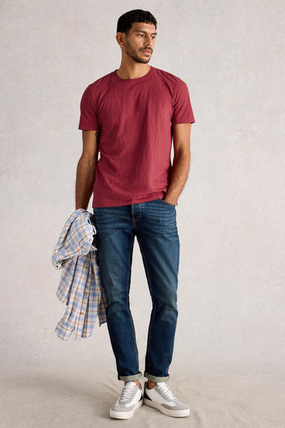 White Stuff Abersoch Short Sleeve Tee in Dark Red