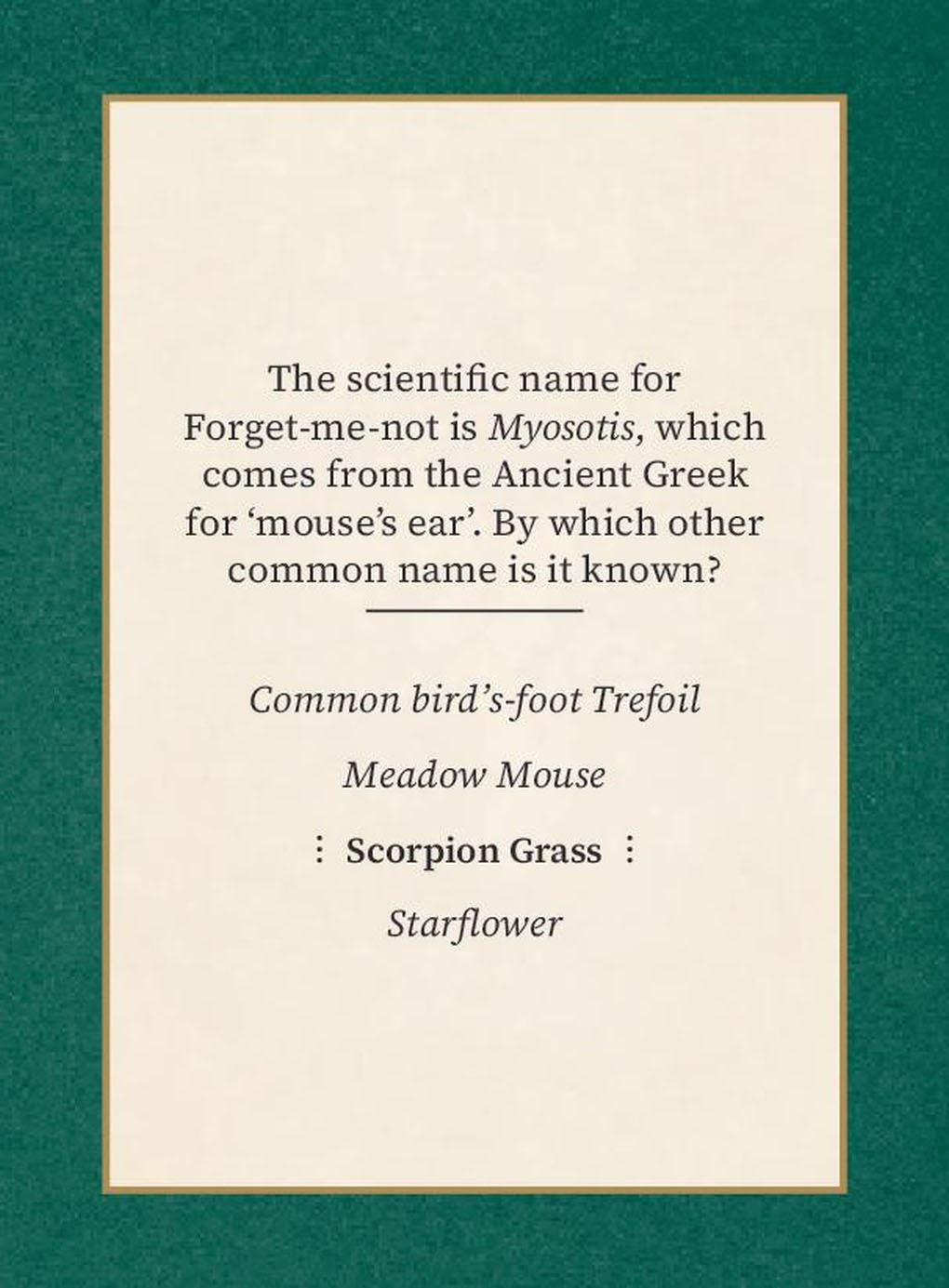 FLOWERS OF THE WORLD: A QUIZ AND  MATCHING GAME (DECK)