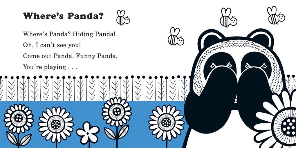 Illustration of a panda hiding among flowers with text asking 'Where's Panda?'