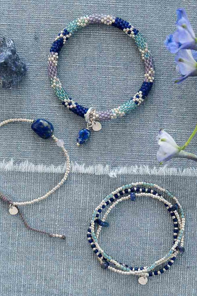 A Beautiful Story Artistic Lapis Lazuli Bracelet Silver Coloured