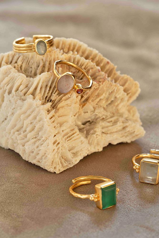 A Beautiful Story Attentive Labradorite Ring Gold Plated