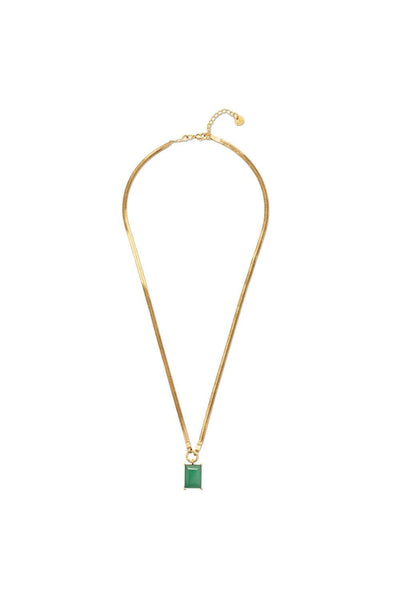 A Beautiful Story Delightful Green Onyx Necklace Gold Plated