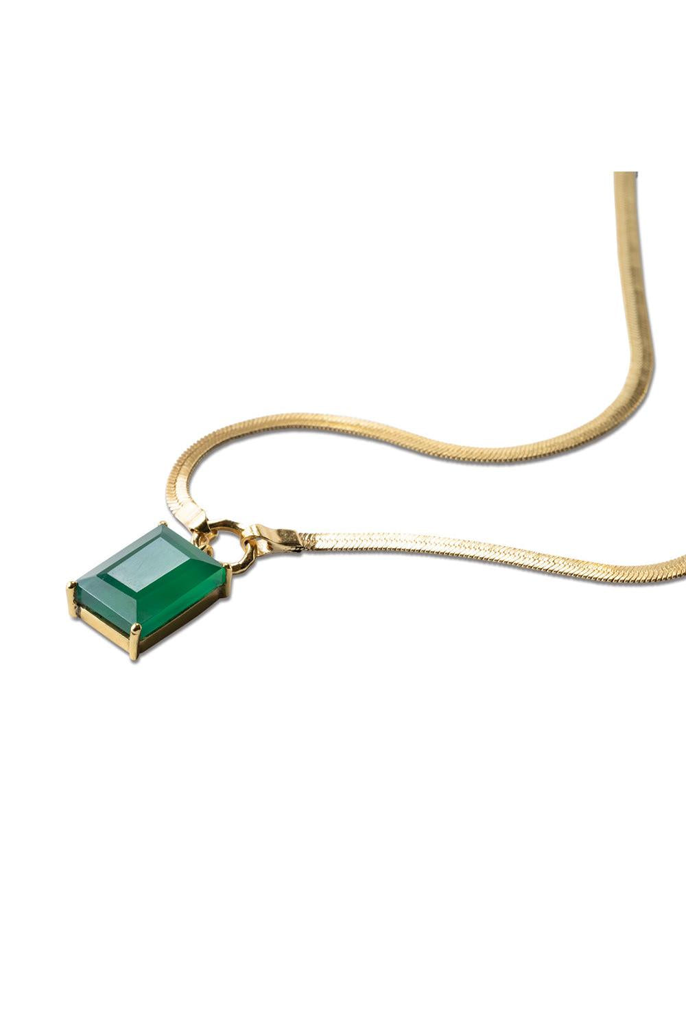 A Beautiful Story Delightful Green Onyx Necklace Gold Plated
