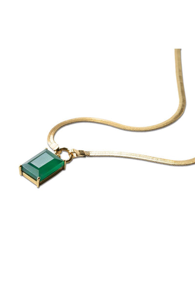 A Beautiful Story Delightful Green Onyx Necklace Gold Plated