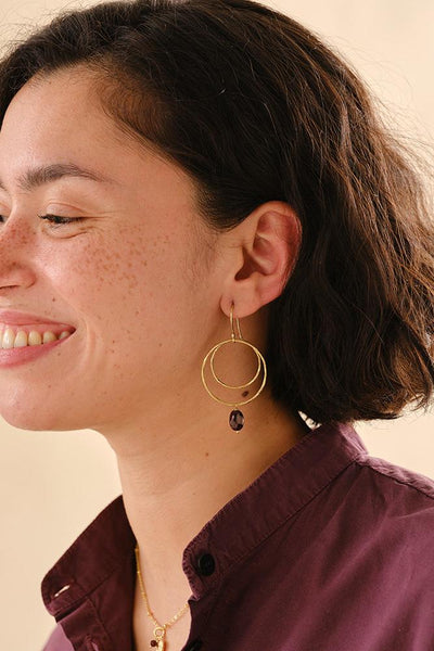 A Beautiful Story Enjoyable Garnet Earrings Gold Plated
