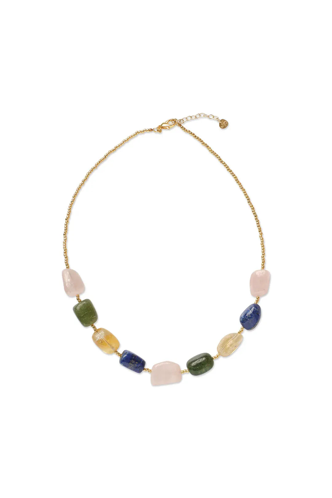 A Beautiful Story Excessive Rose Quartz Mix Necklace Gold Coloured