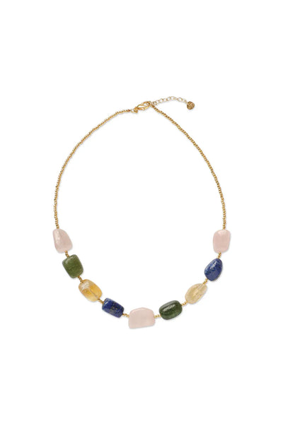 A Beautiful Story Excessive Rose Quartz Mix Necklace Gold Coloured