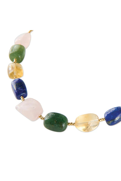 A Beautiful Story Excessive Rose Quartz Mix Necklace Gold Coloured