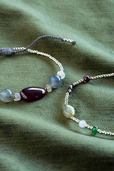 A Beautiful Story Excited Garnet Labradorite Rose Quartz Bracelet Silver Coloured