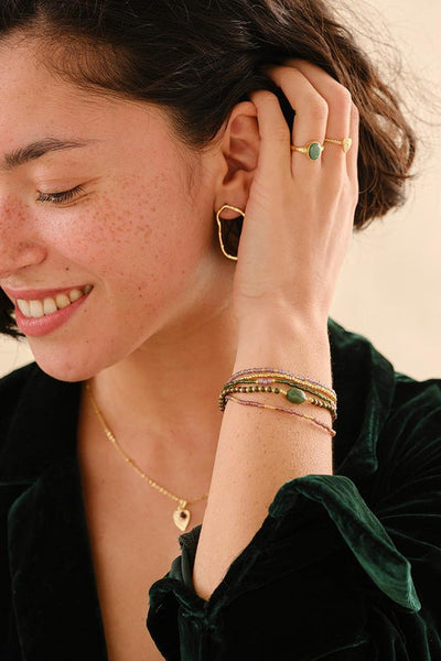 A Beautiful Story Experience Aventurine Rose Quartz Bracelet Gold Coloured