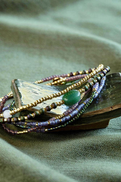 A Beautiful Story Experience Aventurine Rose Quartz Bracelet Gold Coloured
