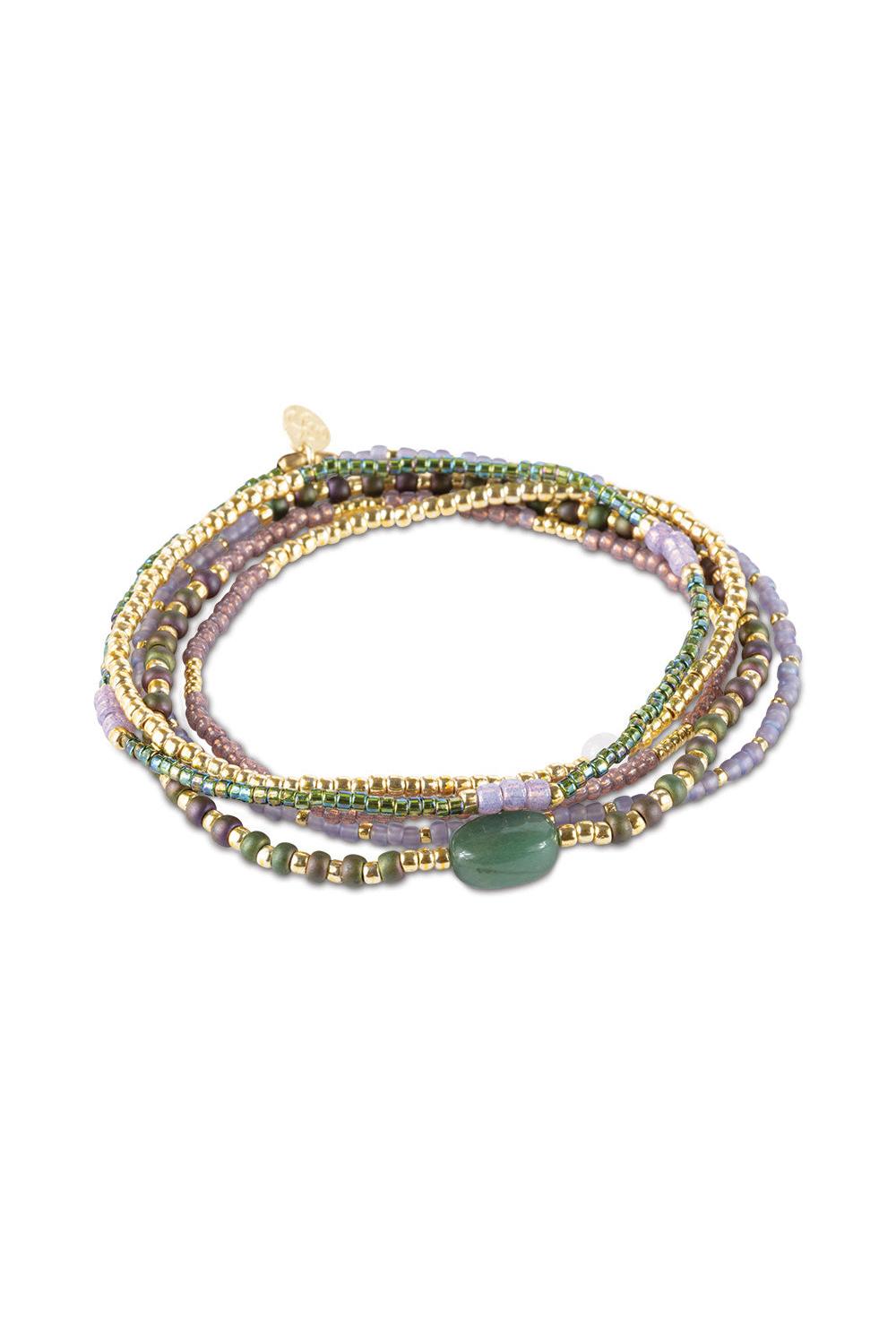 A Beautiful Story Experience Aventurine Rose Quartz Bracelet Gold Coloured