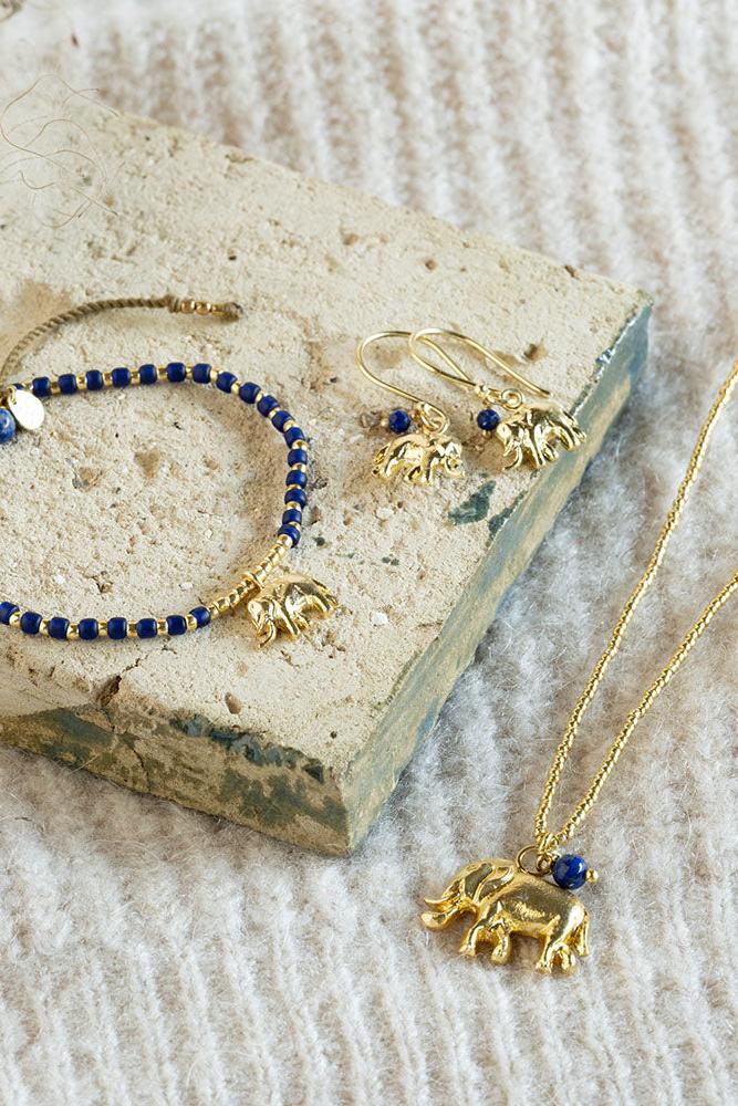 A Beautiful Story Generous Lapis Lazuli Earrings Gold Plated - Ohh! By Gum