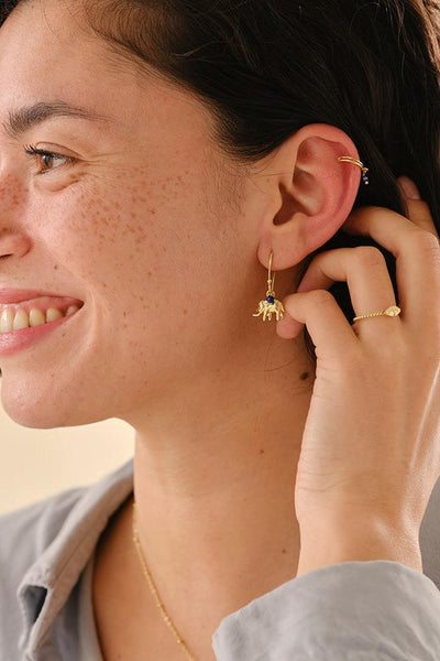 A Beautiful Story Generous Lapis Lazuli Earrings Gold Plated