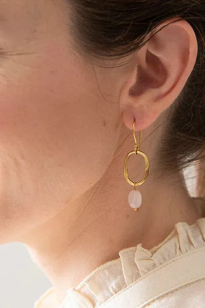 A Beautiful Story Graceful Rose Quartz GP Earrings