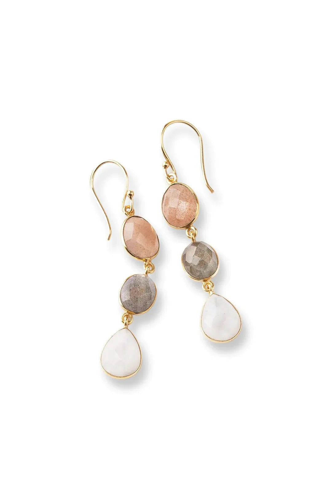 A Beautiful Story Granted Peach Moonstone Labradorite Moonstone Earrings GP