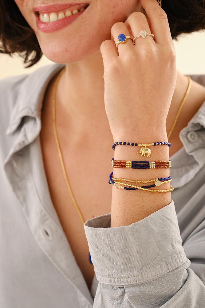 A Beautiful Story Harmonious Lapis Lazuli Bracelet Gold Coloured