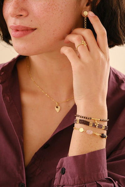 A Beautiful Story Hoping Garnet Bracelet Gold Coloured