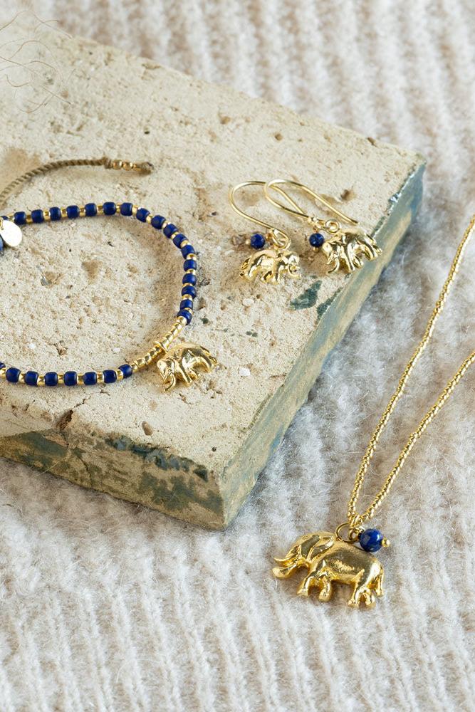 A Beautiful Story Hoping Lapis Lazuli Bracelet Gold Coloured