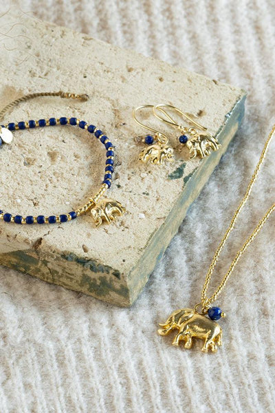 A Beautiful Story Hoping Lapis Lazuli Bracelet Gold Coloured