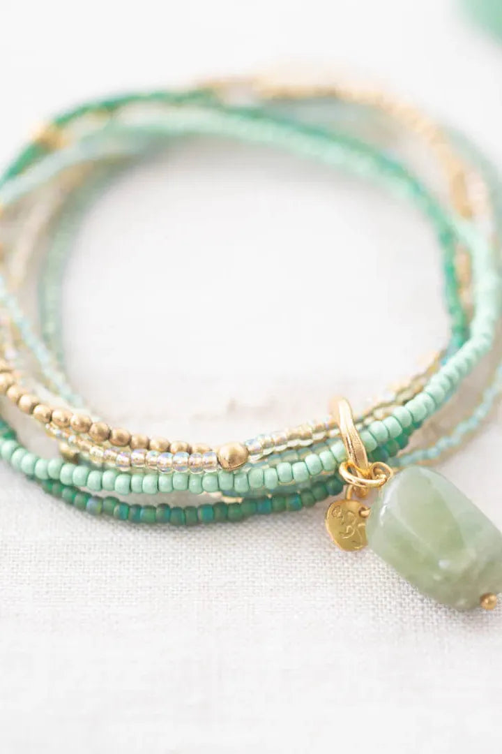 A Beautiful Story Nirmala Aventurine Gold Coloured Bracelet
