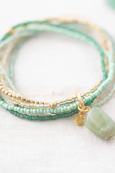 A Beautiful Story Nirmala Aventurine Gold Coloured Bracelet
