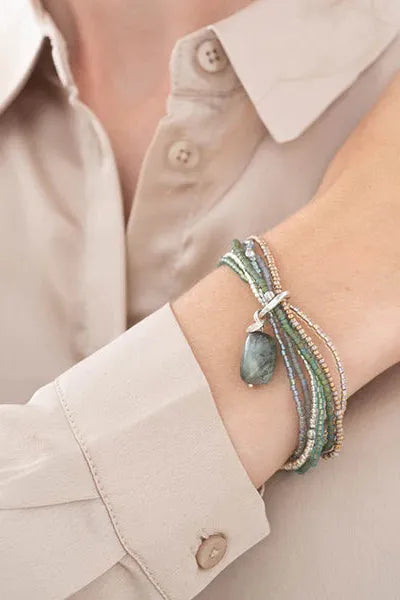 A Beautiful Story Nirmala Labradorite Silver Coloured Bracelet