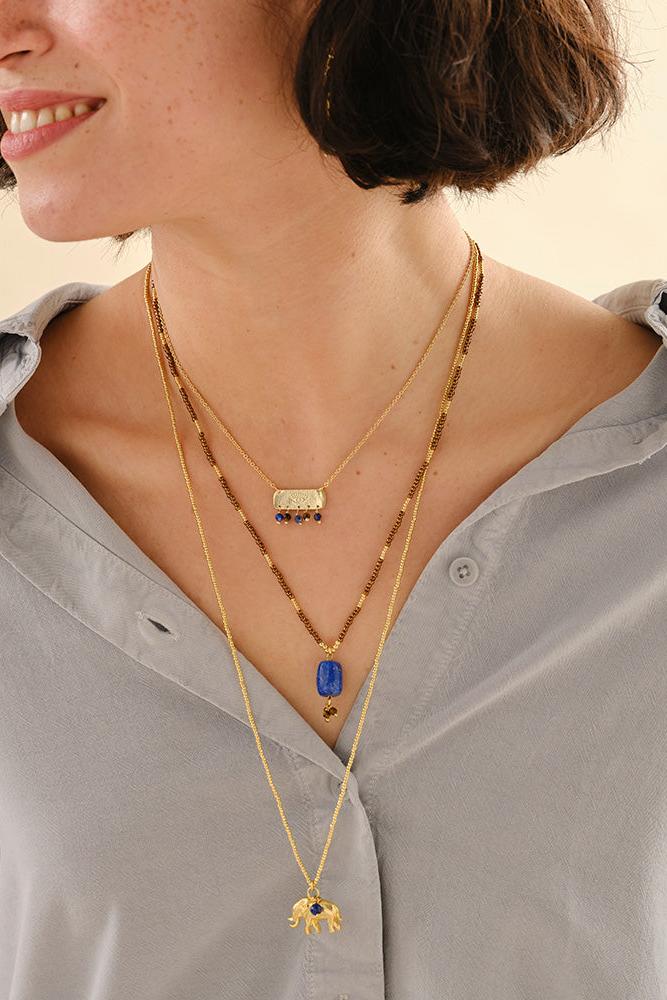 A Beautiful Story Paradise Lapis Lazuli Necklace Gold Coloured