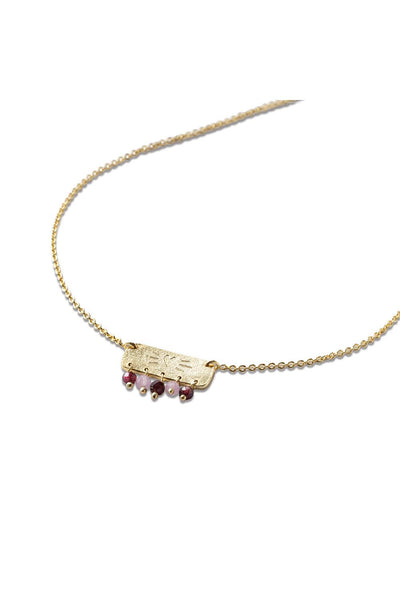 A Beautiful Story Sanity Garnet Rose Quartz Necklace Gold Plated