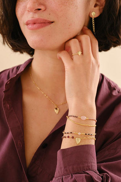 A Beautiful Story Soothing Rose Quartz Bracelet Gold Coloured